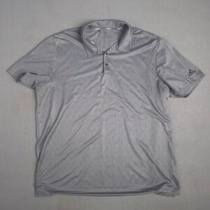 Adidas Golf Polo Shirt Mens 2XL Grey Stripe Pattern Short Sleeve Performance